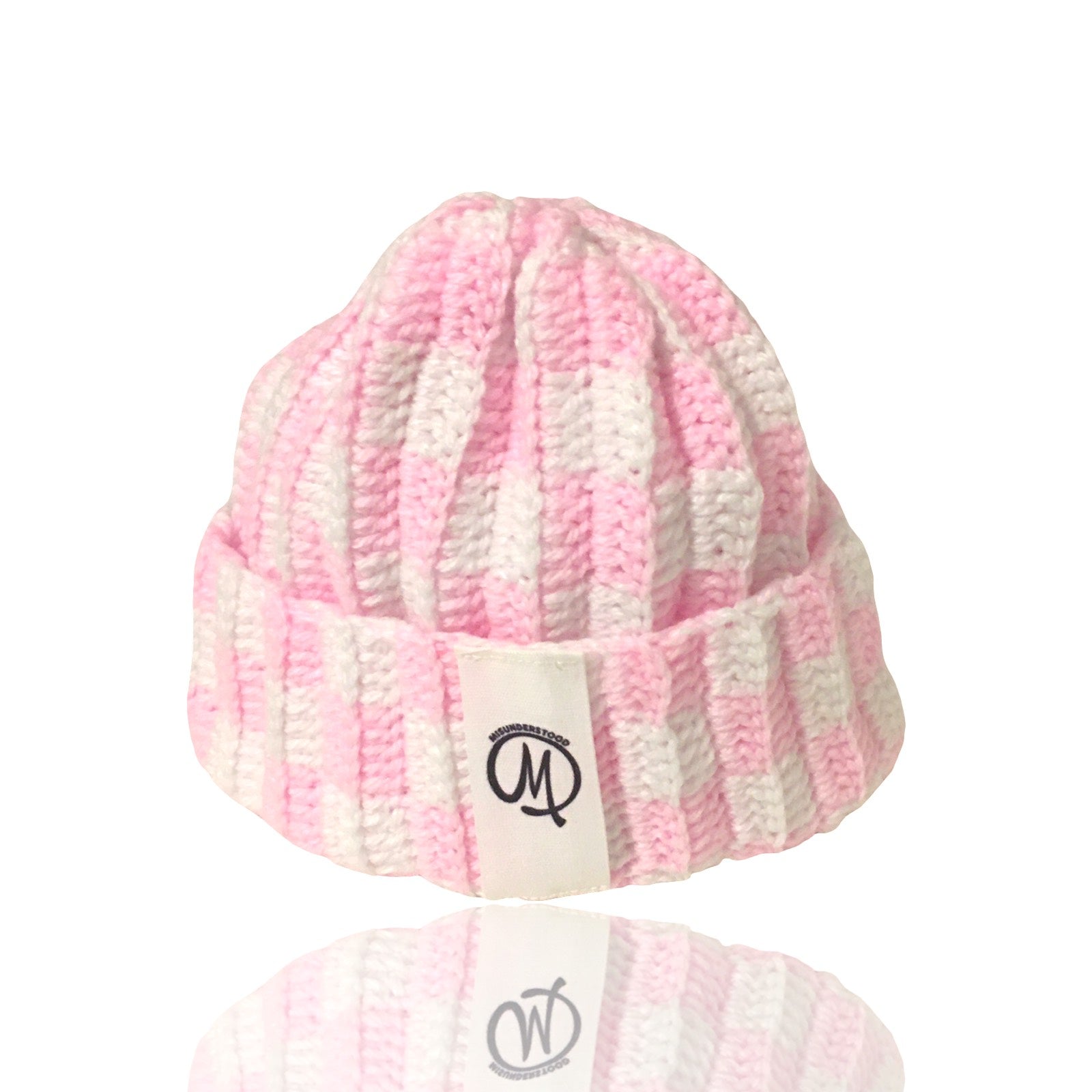 Crocheted Beanies (Pink & white)